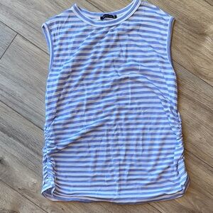 STACCATO Sleeveless Blue & White Striped Soft Light Sweater Style Tank Top